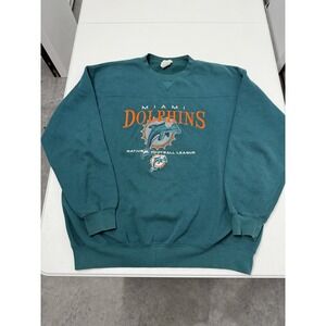 Miami Dolphins NFL Crewneck Sweatshirt Vintage Teal Adult Large
